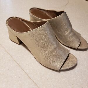 Donald J Pliner ELLIS Patent Crackle Open Toe Block Heel Slip On Mules  7.5